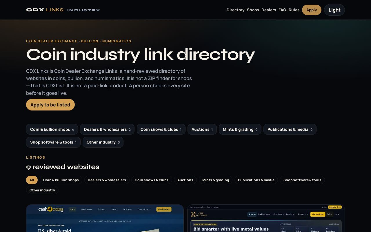 CDX Links — Coin Dealer Exchange Links preview