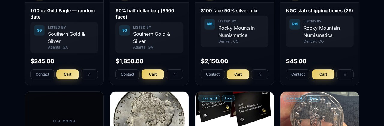 Coin Dealer X wholesale marketplace preview