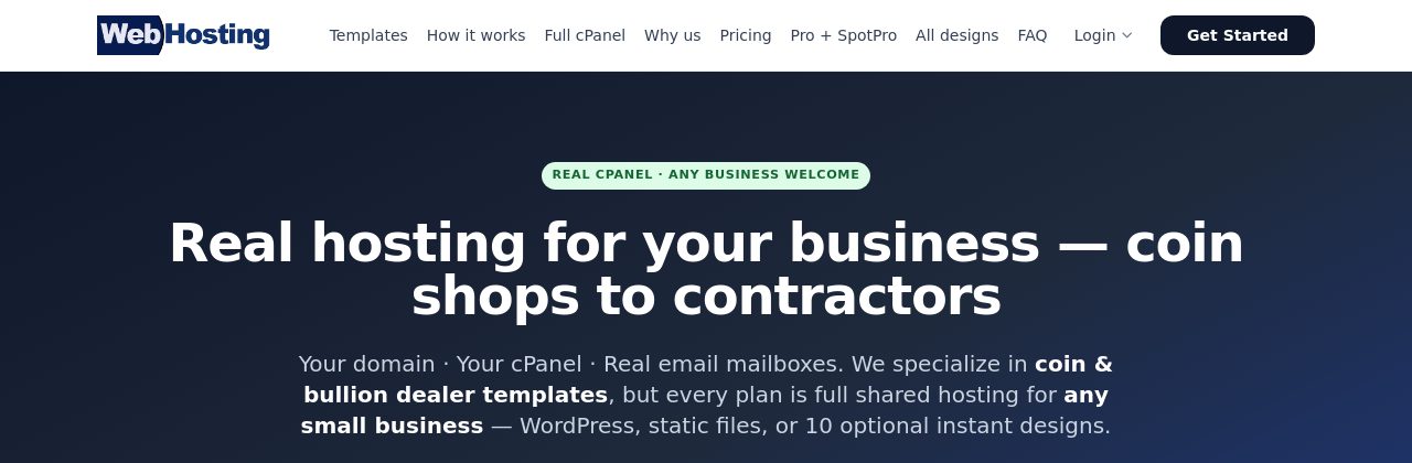 CoinWebHosting.com preview