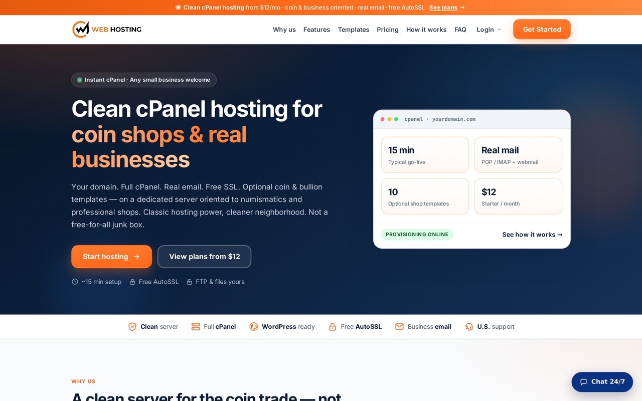 CoinWebHosting.com preview