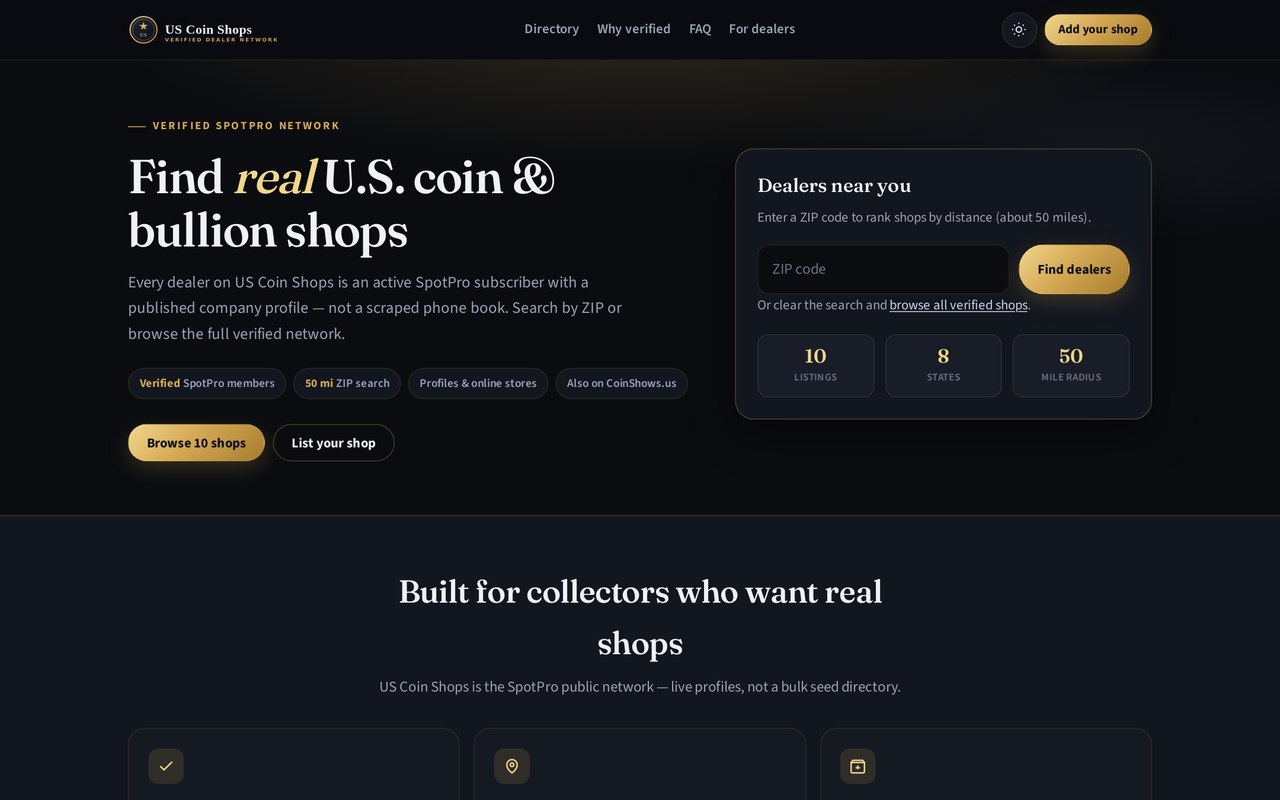 USCoinShops.com preview