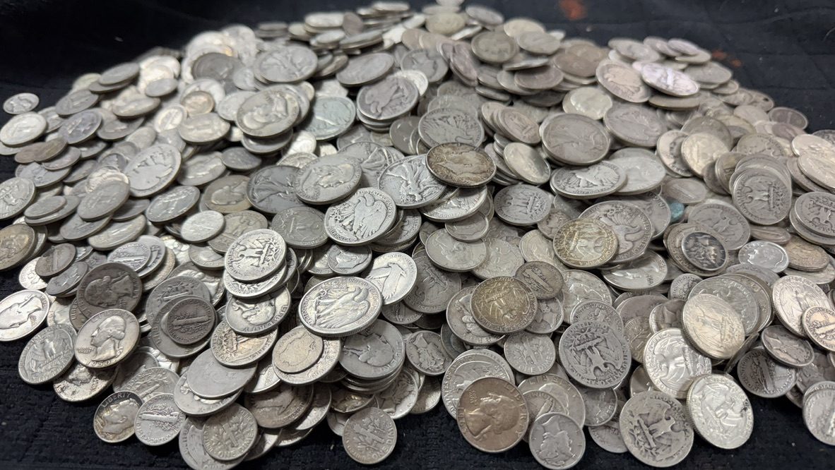 Pile of U.S. 90 percent silver coins